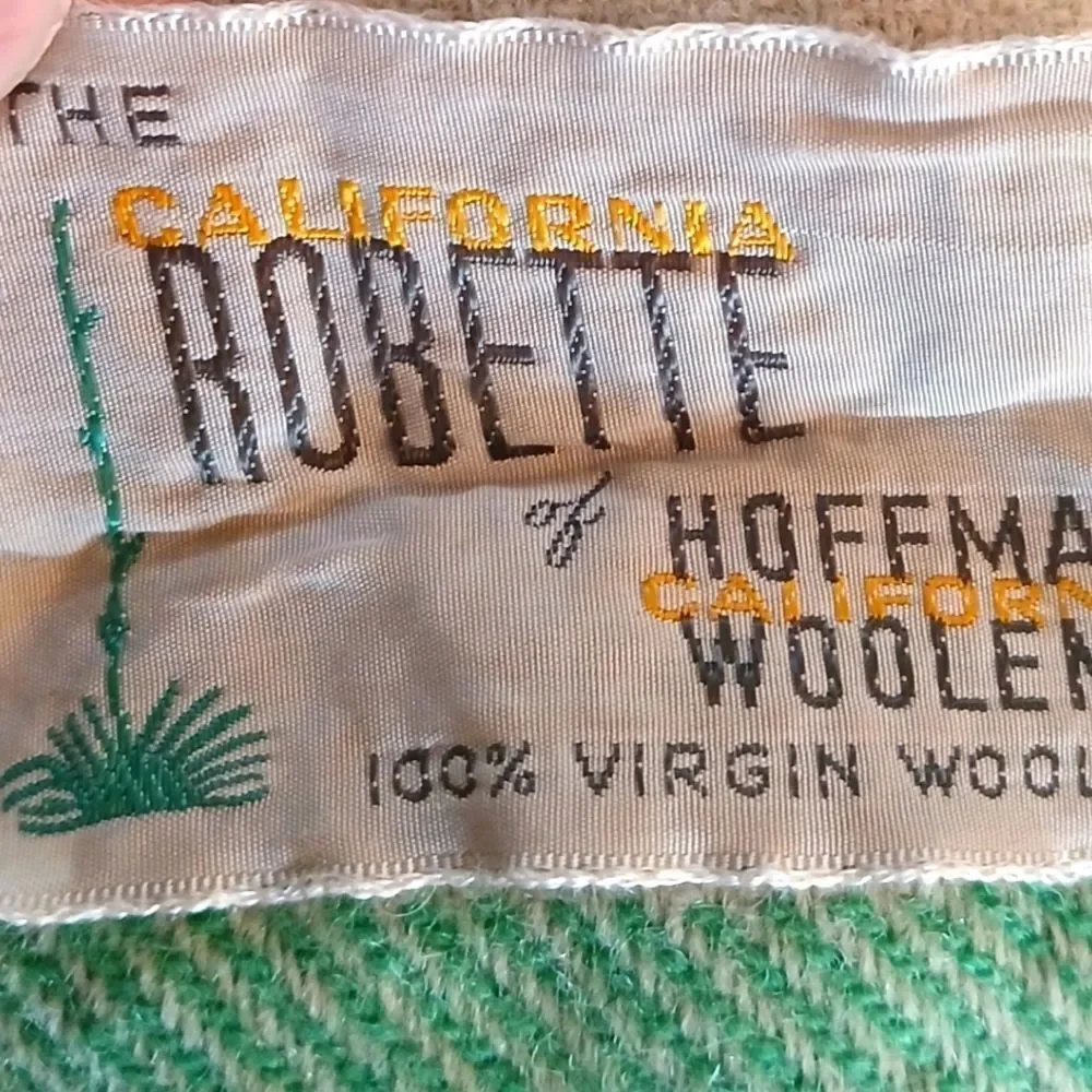 Vintage MCM 40's The Californian Robette Blanket Wool Tartan Plaid Steamer Style